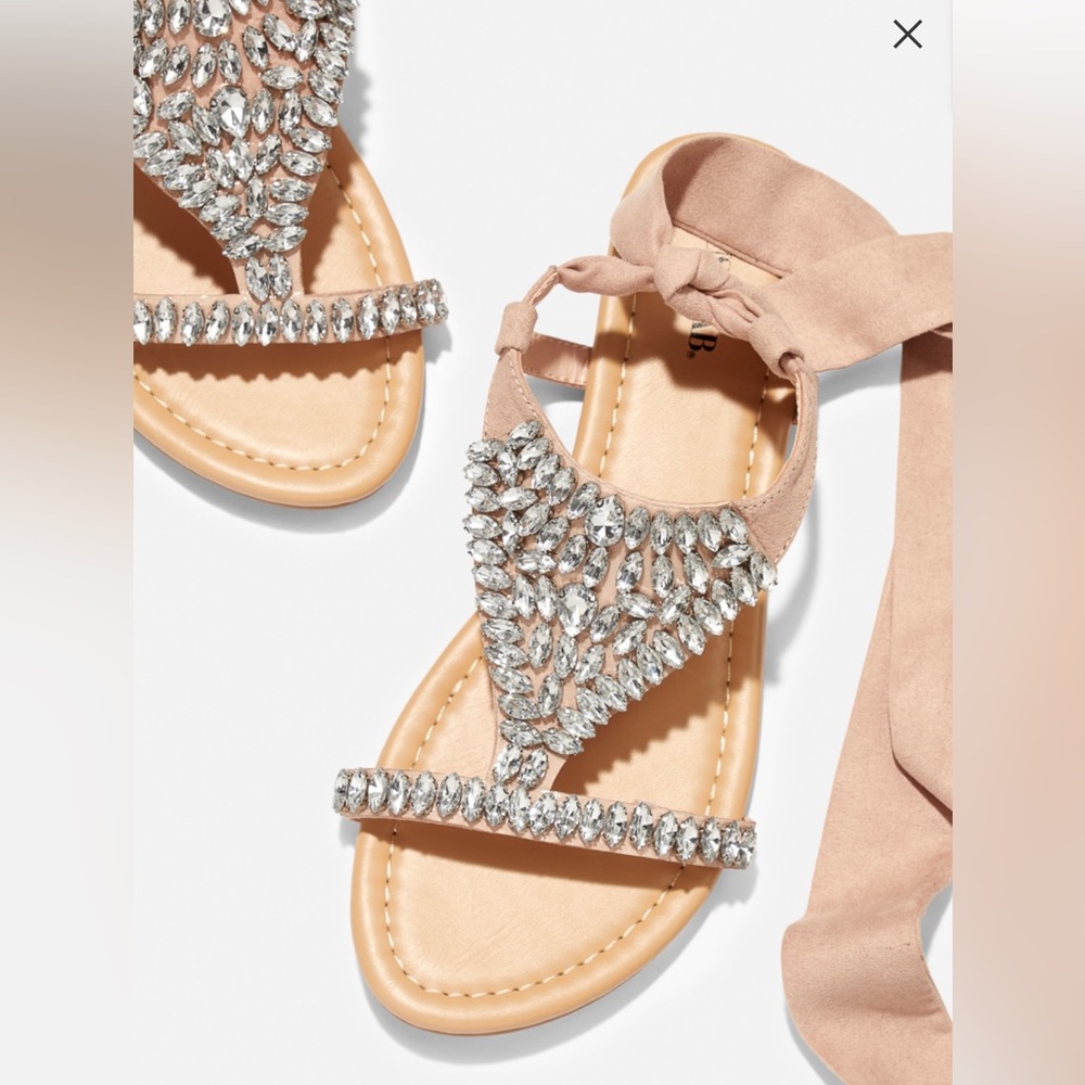 Just Fab Razzle Dazzle Lace Up Embellished Sandal 8